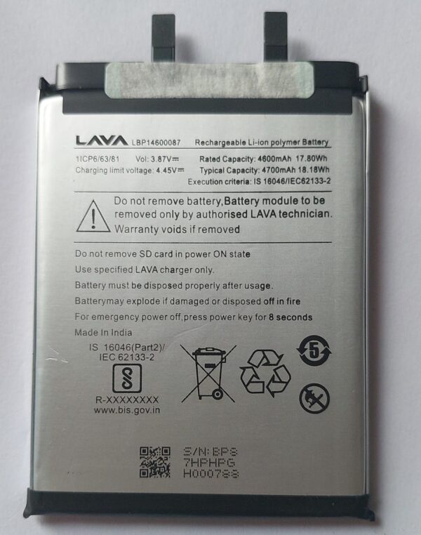 100% Original Brand New Lava LBP14600087 4700mAh Battery For Lava Agni 2 5G Mobile with 6 months warranty
