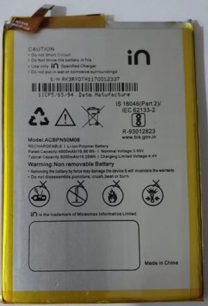 100% Original Brand New Micromax ACBPN50M08 5000mAh Battery for Micromax IN 2C (E6533) Mobile 6 months warranty