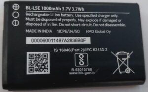 100% Original Brand New Nokia 110 2022 (TA-1434) Mobile Nokia BL-L5E 1000mAh Battery months warranty