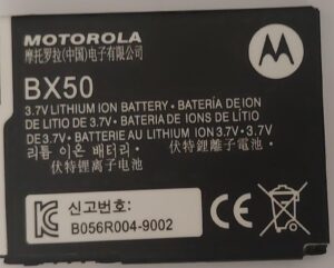 100% Original Brand New Motorola BX50 920mAh Battery For Moto Jewel / Moto U8 / Moto U9 / Moto V10 / Moto RAZR2 V9 / Moto V9m / Moto ZN5 / V9 / V9m Mobiles with 6 months warranty