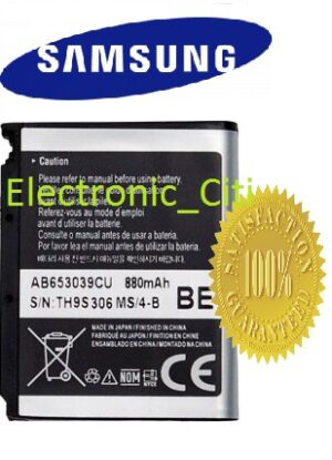 100% Original Brand New SAMSUNG AB653039CU 880mAh Battery for SAMSUNG METRO S3310, U900 SOUL, U800, E950, L170 Mobiles 6 months warranty