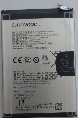 100% Original Brand New SuperVOOC BLPC67 7000mAh Battery For OPPO A6 Pro (CPH2799) Mobile with 6 months warranty