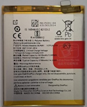 100% Original Brand New OnePlus BLP691 3700mAh 3.85Vdc Battery For OnePlus 6T Maclaren Mobile with 6 months warranty.