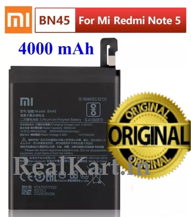 100% Original Brand New Mi Redmi Note 5 Pro Mobile Mi BN45 4000mAh Battery 6 months warranty