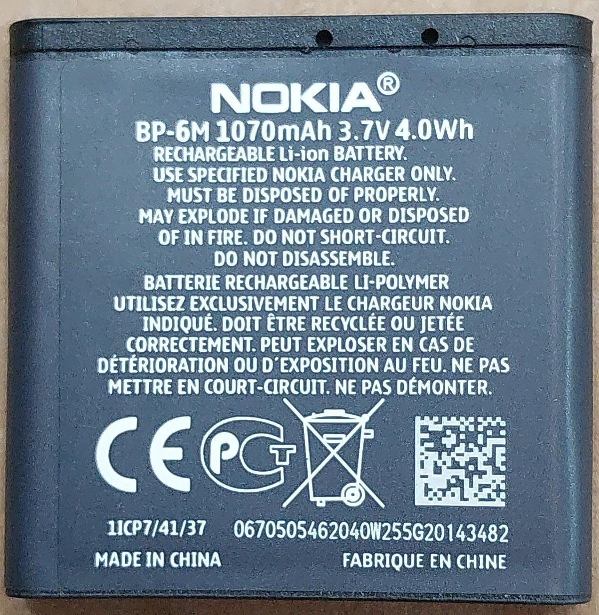100% Original Brand New Nokia N73 N77 N93 N93S 3250 6151 6233 6234 6280 6288 6290 1070 Mobiles Nokia BP-6M 1100mAh Battery 6 months warranty - Image 2