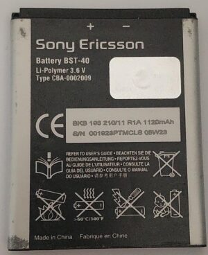 100% Original Brand New Sony BST-40 1120mAh Battery For Sony Ericsson P900c / P900i / W900i / W990 / P1 / P1C / P1i Mobiles with 6 months warranty