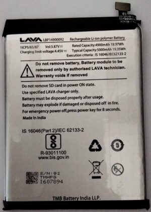 100% Original Brand New LAVA LBP14900092 5000mAh 3.87v Battery for Lava Blaze Pro 5G (LXX506) Mobile 6 months warranty