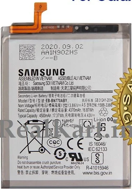 100% Original New Samsung EB-BN770ABY 4500mAh Battery For Samsung Galaxy Note 10 Lite (SM-N770F, SM-N770F/DS, SM-N770F/DSM) Mobile 6 months warranty