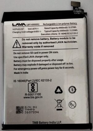 100% Original Brand New Lava Bold 5G Mobile Lava LBP14900099 5000mAh Battery 6 months warranty