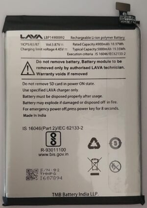 100% Original Brand New LAVA LBP14900099 5000mAh Battery for Lava Bold 5G Mobile 6 months warranty